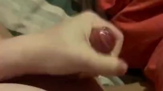 In my bedroom wanking my hard dick with big cumshot 
