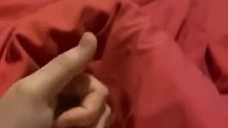 In my bedroom wanking my hard dick with big cumshot 