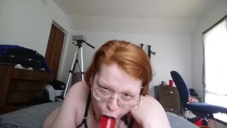 Pale Chubby Goth Girl Smears Her Black Lipstick All Over Your Dick