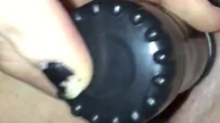 Trying out my new vibrator while my driver films me