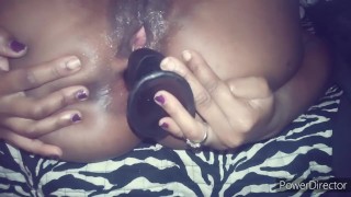 Ebony juicy anal masturbation