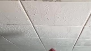 Playing with my hard wet dick in the shower with big cumshot 