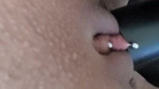 Milf vacuums big pierced clit