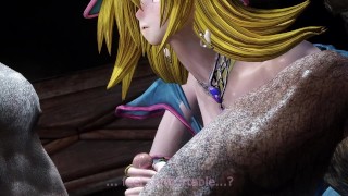 天际 黑魔导女孩在无人的仓库被两个猛男操