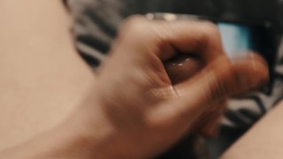 Guy masturbating watching porn POV