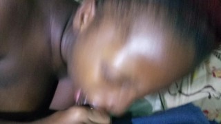 Sexy Ebony Working At Home Dick Sucking Teen Girl Popping Lips Started To Suck Dick - Mastermeat1