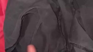 Masturbating over my boxers with big cumshot 