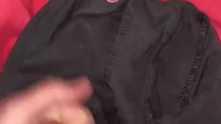 Masturbating over my boxers with big cumshot 