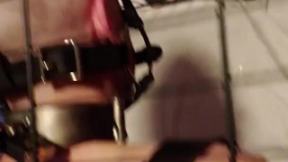 Slave restrained in stress position for two hours and fucked