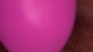Fat Wet pink Pussy Gets excited about new toy, legs shake while cuming