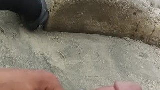 Stroking my bbc at Blacks Beach