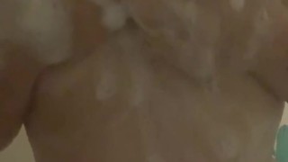 Princess playing with big soapy tits in shower