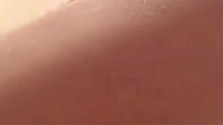 Babe playing with tight pussy in bath 