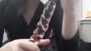 Submissive in laytex spanks and fucks herself ONLY for you