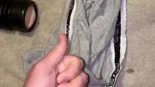 Fucking and wanking with my flashlight with big cumshot 