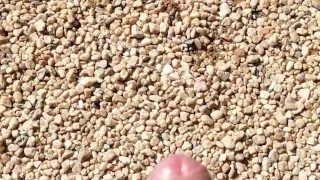 Cumming somewhere in public