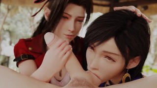 Tifa Lockhart and Aeris Gainsborough Final Fantasy 7 Blowjob Animation