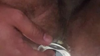 Solo hetero male plays with glass dildo part 3