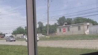 Detroit man pissing at a Smart bus stop in Warren Michigan