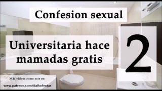 Confesión sexual: Ella mamando por vicio 2. Audio español.
