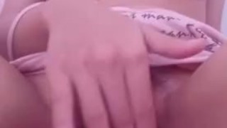 Teasing my asian teen tits and fingering my hairy pussy for daddy