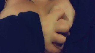 Touching my big tits in the kitchen 