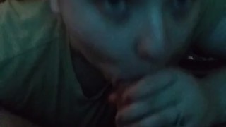 Hot Babe gives best blowjob and gets mouth full of cum