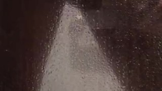 Uncut Latino playing with ass and cock in shower