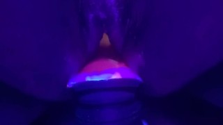 Fat pussy swallows big knot dragon dick
