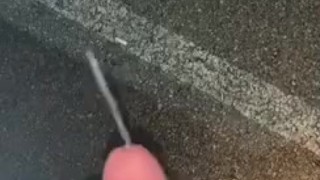 Parking lot jerk and cum