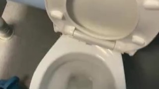 Playing with myself in the public toilets with big cumshot 