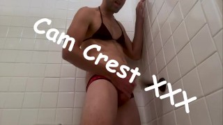 Panty slut in the shower