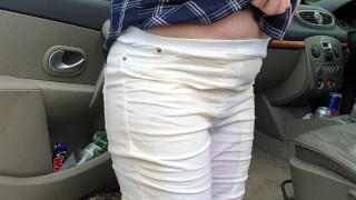 Alice - Casually peeing jeans while walking, then wetting the car seat ;)