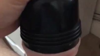 BI male first time using Fleshlight. Throbbing Big cock about to explode