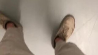 horny student jerking off in public basement