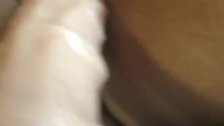 Huge dildo filling up my pussy while I cum on it