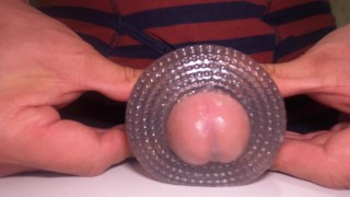 【高画質4Ｋ】ガテン系が透明オナホで腰フリオナニー