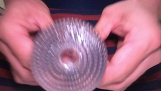 【高画質4Ｋ】ガテン系が透明オナホで激しくオナニー