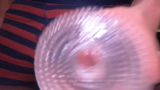 【高画質4Ｋ】○ガテン系が透明オナホで激しくオナニー
