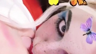 Lil monster licks & sucks titty for daddy!