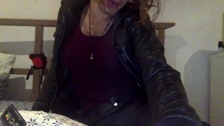 Smoking in leather pants