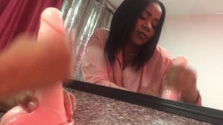 New Danna's toy cum after a magic handjob.