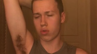 19 year old college guy Jesse Gold licks armpits after the gym