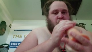 Deepthroating a massive cock