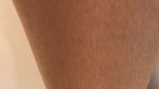 Office secretary teasing in suntan pantyhose in 