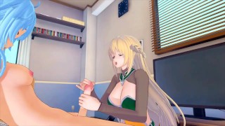 Hyperdimension Neptunia Futa White Heart X Vert (3D HENTAI)