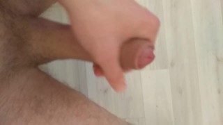 My morning uncut boner. I masturbate until my stepmother sees me