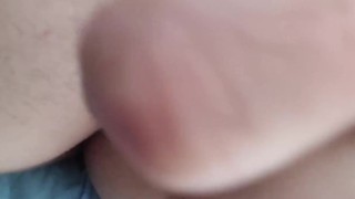 Fucking ass in car with dildo