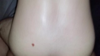 Fat black cock cum dumps in very tight white hole. 