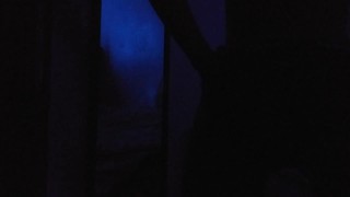 Ebony teen shows off whining skills in the dark